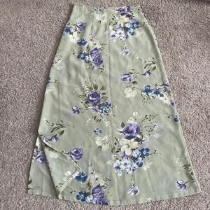 Green floral maxi skirt